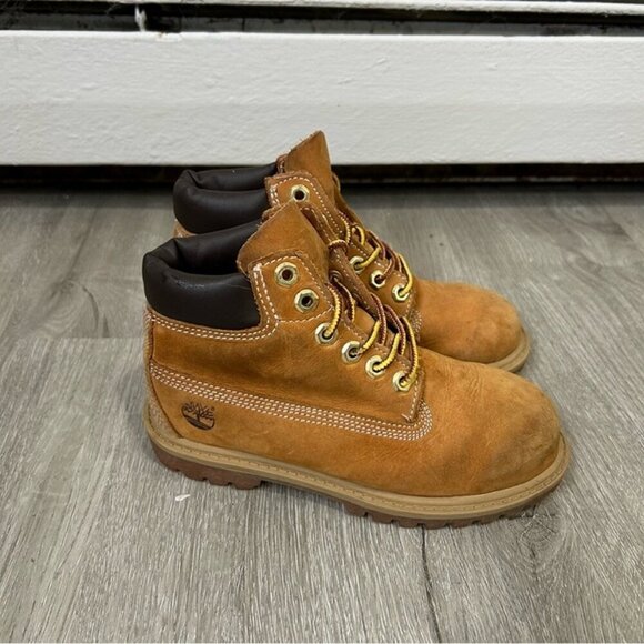 Timberland Youth Boys Tan Nubuck Leather Hiking Tan Lace Up Boots Size 11.5 - Picture 3 of 7